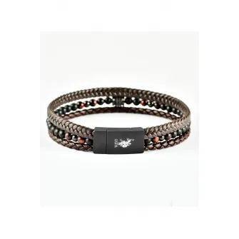 U.S. Polo Assn., Bratara de piele cu siraguri multiple, Maro