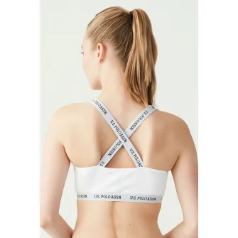 U.S. Polo Assn., Bustiera cu bretele incrucisate, cu logo, Alb, 42