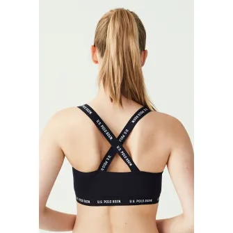 U.S. Polo Assn., Bustiera cu bretele incrucisate cu logo, Bleumarin, 38