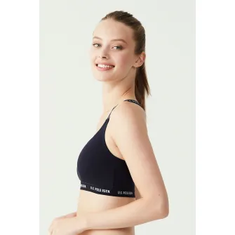 U.S. Polo Assn., Bustiera cu bretele incrucisate cu logo, Bleumarin, 38