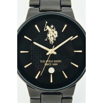 U.S. Polo Assn., Ceas cu bratara de otel inoxidabil, Negru