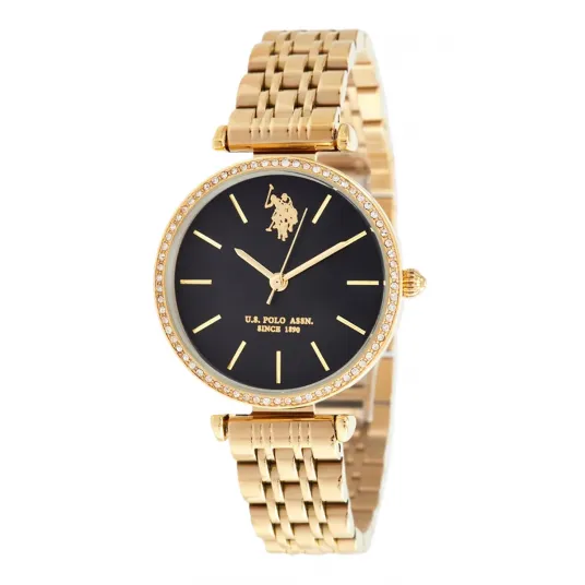 U.S. Polo Assn., Ceas cu coroana cu zirconia, Auriu