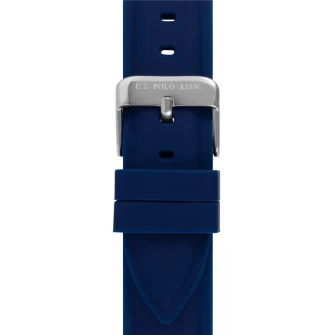 U.S. Polo Assn., Ceas unisex cu o curea din silicon, Albastru inchis/alb/roz fucsia