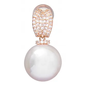 U.S. Polo Assn., Cercei cu zirconia si perle, Alb, Auriu rose