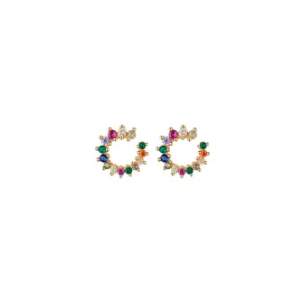 U.S. Polo Assn., Cercei rotunzi decorati cu cristale, Auriu/Violet/ALbastru