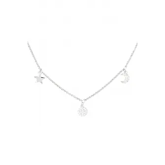 U.S. Polo Assn., Colier decorat cu pandantive si zirconia, Argintiu