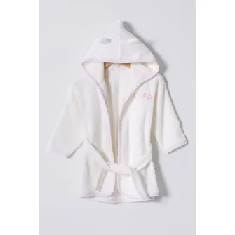 U.S. Polo Assn., Halat din bumbac cu design text, Alb murdar