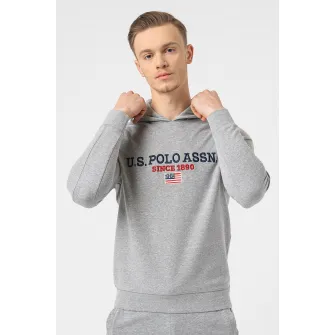 U.S. Polo Assn., Hanorac cu logo brodat, Gri melange, 2XL