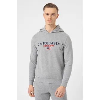 U.S. Polo Assn., Hanorac cu logo brodat, Gri melange, 2XL