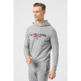 U.S. Polo Assn., Hanorac cu logo brodat, Gri melange, 2XL
