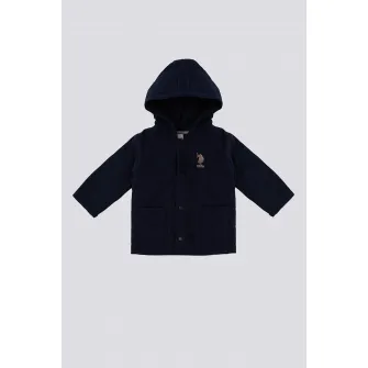 U.S. Polo Assn., Jacheta cu gluga si logo, Albastru ultramarin, 74-80 CM