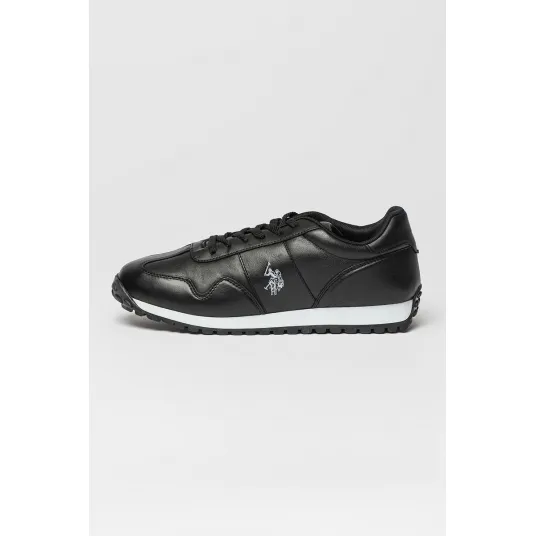 U.S. Polo Assn., Pantofi sport din piele ecologica cu logo, Negru, 43