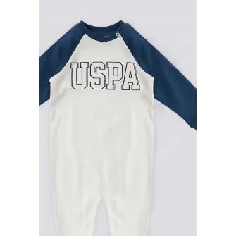 U.S. Polo Assn., Salopeta cu imprimeu logo, Alb, Albastru marin, 68-74 CM