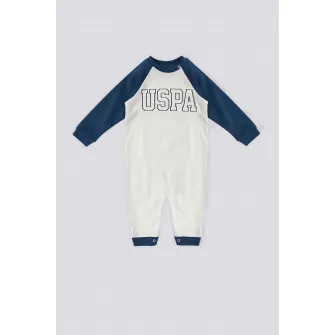 U.S. Polo Assn., Salopeta cu imprimeu logo, Alb, Albastru marin, 80-86 CM