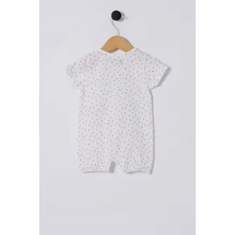 U.S. Polo Assn., Salopeta din amestec de bumbac cu imprimeu, Alb, Bej inchis, 74-80 CM