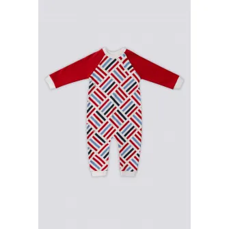 U.S. Polo Assn., Salopeta lunga cu imprimeu si maneci raglan, Rosu, Alb, Albastru, 56-62 CM
