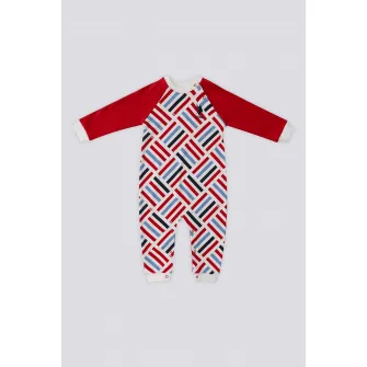 U.S. Polo Assn., Salopeta lunga cu imprimeu si maneci raglan, Rosu, Alb, Albastru, 68-74 CM