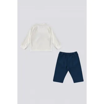 U.S. Polo Assn., Set de bluza de trening si pantaloni de trening - 2 piese, Albastru marin, Crem, 68-74 CM
