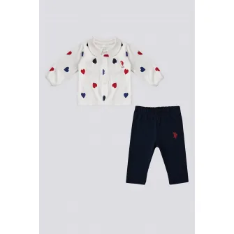 U.S. Polo Assn., Set de bluza din bumbac si pantaloni, Rosu, Alb, Albastru, 74-80 CM