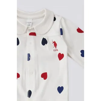 U.S. Polo Assn., Set de bluza din bumbac si pantaloni, Rosu, Alb, Albastru, 74-80 CM