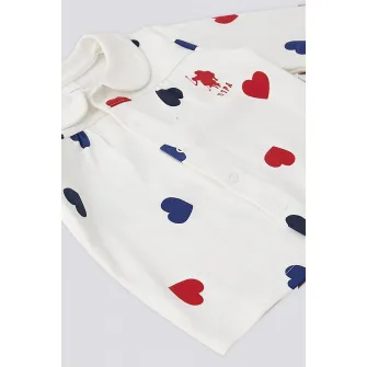 U.S. Polo Assn., Set de bluza din bumbac si pantaloni, Rosu, Alb, Albastru, 74-80 CM