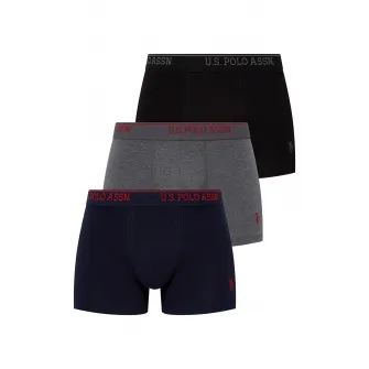 U.S. Polo Assn., Set de boxeri cu banda cu imprimeu logo - 3 perechi, Negru/Bleumarin/Gri melange, M