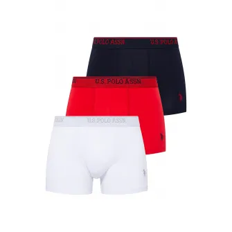 U.S. Polo Assn., Set de boxeri cu banda cu imprimeu logo - 3 perechi, Rosu/Bleumarin/Alb, XL