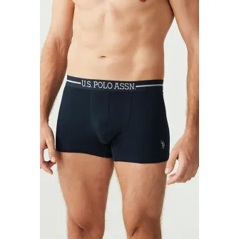 U.S Polo Assn., Set de boxeri cu banda logo in talie - 3 perechi, Bleumarin, S
