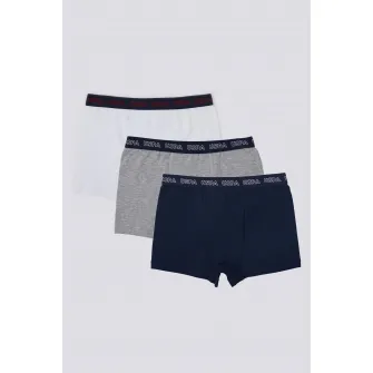 U.S. Polo Assn., Set de boxeri cu logo - 3 perechi, Gri, Alb, Bleumarin, 110-116 CM