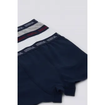 U.S. Polo Assn., Set de boxeri cu logo - 3 perechi, Gri, Alb, Bleumarin, 122-128 CM