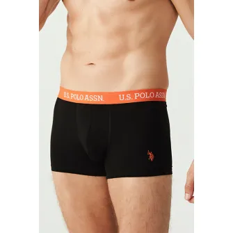 U.S. Polo Assn., Set de boxeri din amestec de bumbac, cu banda logo in talie - 3 perechi, Negru, S