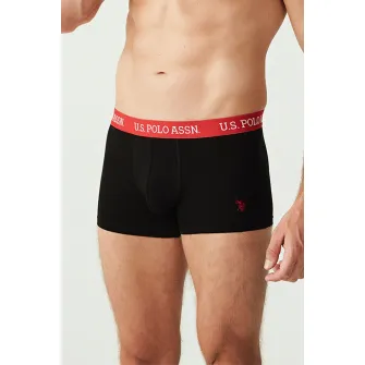 U.S. Polo Assn., Set de boxeri din amestec de bumbac, cu banda logo in talie - 3 perechi, Negru, S