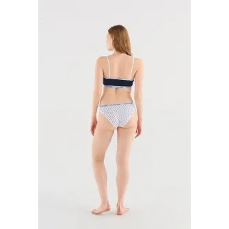 U.S. Polo Assn., Set de bustiera si chiloti cu logo, Alb, Bleumarin, 34