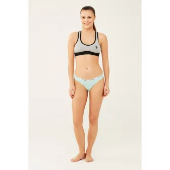 U.S. Polo Assn., Set de chiloti tanga cu banda logo in talie - 3 perechi, Turcoaz, Verde neon, Corai, 42