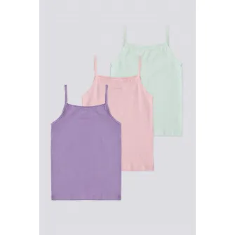 U.S. Polo Assn., Set de topuri din amestec de bumbac - 3 piese, Verde pal, Roz, Albastru Violet, 122-128 CM