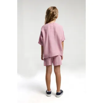 U.S. Polo Assn., Set de tricou din bumbac si pantaloni scurti, Roz prafuit, 110-116 CM