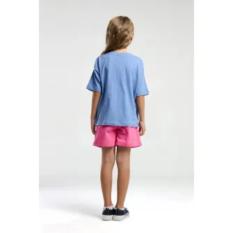 U.S. Polo Assn., Set de tricou si pantaloni scurti, Fucsia, Albastru deschis, 104-110 CM