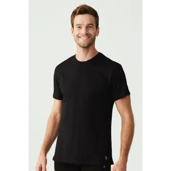 U.S. Polo Assn., Set de tricouri de casa cu decolteu la baza gatului - 2 piese, Negru, S