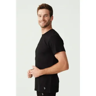 U.S. Polo Assn., Set de tricouri de casa cu decolteu la baza gatului - 2 piese, Negru, L