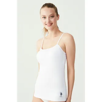 U.S. Polo Assn., Top din amestec de modal cu bretele subtiri, Alb optic, 42