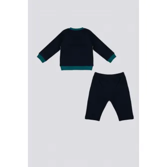 U.S. Polo Assn., Trening cu model colorblock si logo, Verde, Gri, Albastru marin, 68-74 CM