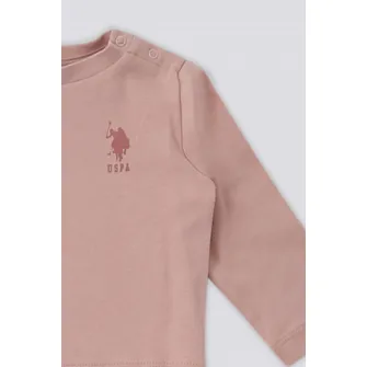 U.S. Polo Assn., Trening cu model in carouri - 3 piese, Gri melange, Roz prafuit, 68-74 CM