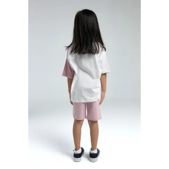 U.S. Polo Assn., Trening de bumbac cu pantaloni scurti si doua nuante, Roz somon, 104-110 CM