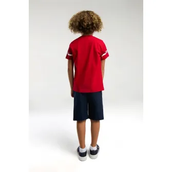 U.S. Polo Assn., Trening scurt cu logo, Rosu, Alb, Bleumarin, 134-140 CM