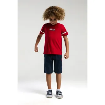U.S. Polo Assn., Trening scurt cu logo, Rosu, Alb, Bleumarin, 152-158 CM