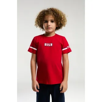 U.S. Polo Assn., Trening scurt cu logo, Rosu, Alb, Bleumarin, 164-170 CM