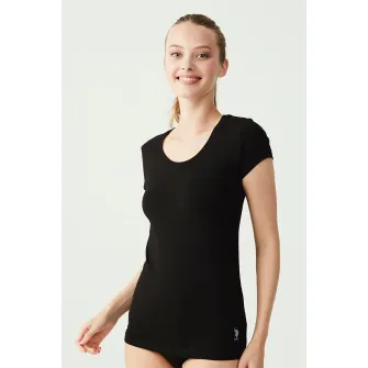 U.S. Polo Assn., Tricou de casa cu logo discret, Negru, 36