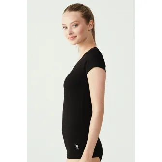 U.S. Polo Assn., Tricou de casa cu logo discret, Negru, 36