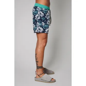 uFIT, Pantaloni scurti de baie cu model si buzunare laterale, Alb, Albastru inchis, Albastru petrol, 2XL