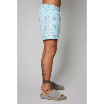 uFIT, Pantaloni scurti de baie cu model si buzunare laterale, Albastru pastel, Albastru royal, 2XL